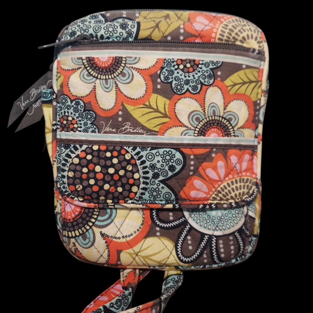 Vera Bradley small purse brown orange and yellow 6" wide x 8" tall